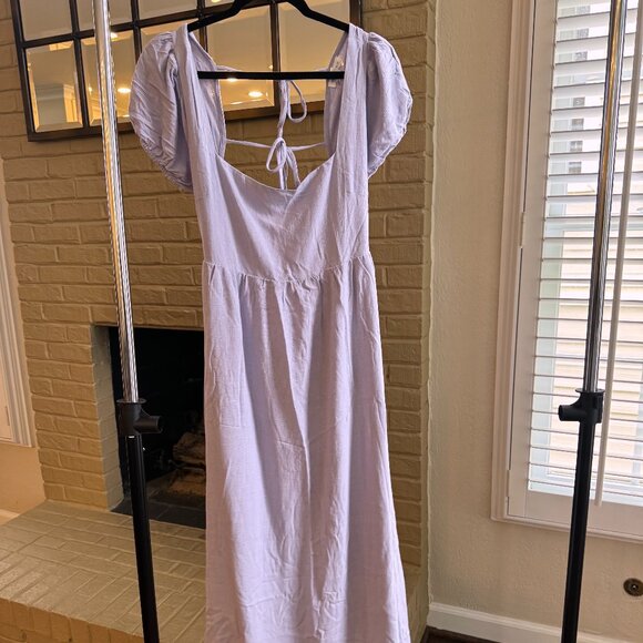 Endless Blue Lavender Midi Open Back Short Sleeve Dress - Picture 1 of 4